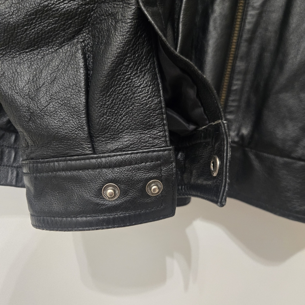 Harbor Bay Genuine Leather Black Biker Outlaw Jacket 4XL Tall - Picture 3 of 11